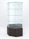 Витрина стеклянная "ИСТРА" угловая №16 пятигранная (с дверкой, задние стенки - зеркало), Темно-Серый