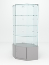 Витрина стеклянная "ИСТРА" угловая №118 шестигранная (без дверки, задние стенки - стекло), Серый