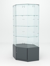 Витрина стеклянная "ИСТРА" угловая №118 шестигранная (без дверки, задние стенки - стекло), Темно-Серый