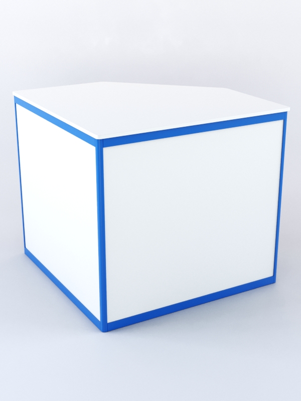 Прилавок из профиля угловой пятигранный №1 (с дверками) Белый + Делфт голубой