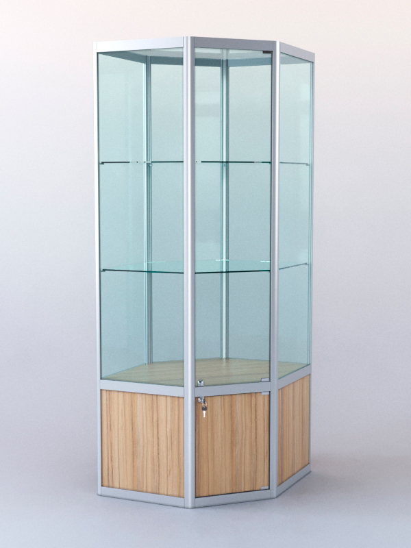 Витрина "УГЛОВАЯ" №6 (закрытая, задняя стенка - стекло) метровая Кокоболо натуральный Н3012 ST22