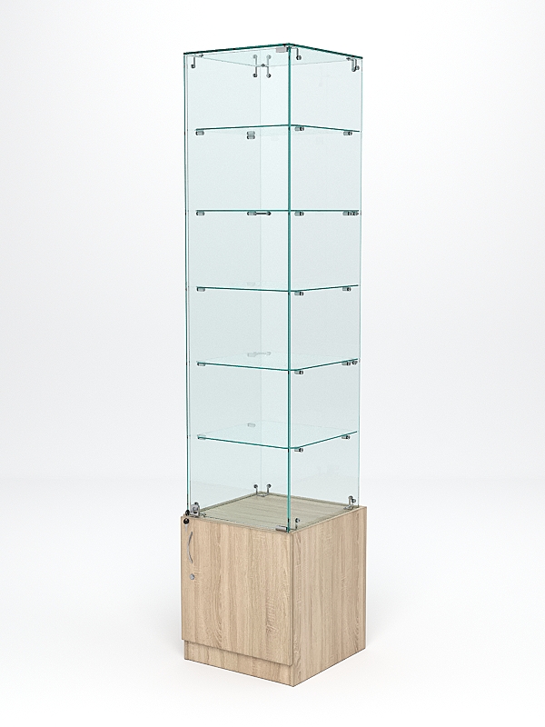 Витрина стеклянная "ИСТРА" №506 (с дверкой, задняя стенка - стекло)  Дуб Сонома