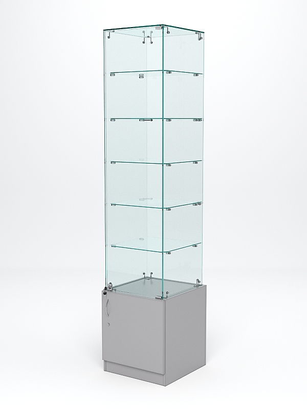 Витрина стеклянная "ИСТРА" №506 (с дверкой, задняя стенка - стекло)  Серый