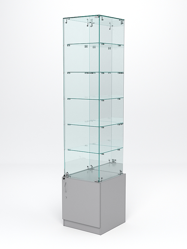 Витрина стеклянная "ИСТРА" №508 (с дверкой, задняя стенка - зеркало)  Серый