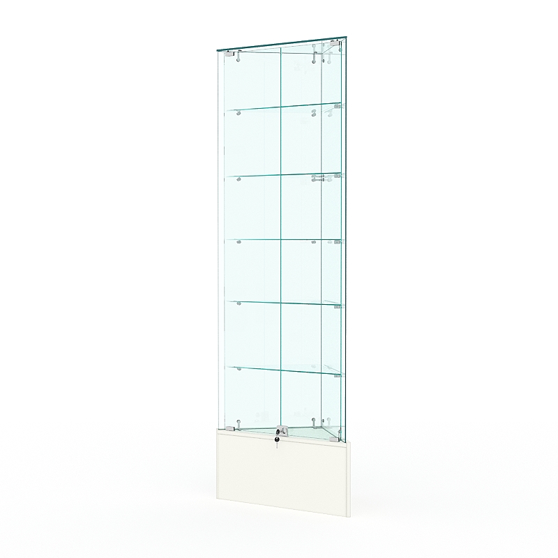 Витрина стеклянная "ИСТРА" угловая №510-У трехгранная (с дверками, бока - стекло) Белый