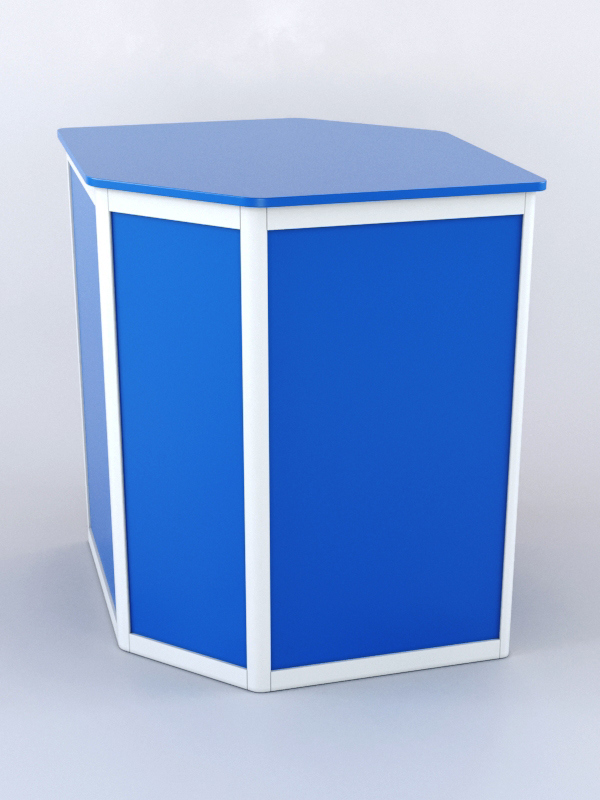 Прилавок из профиля угловой шестигранный №1 (с дверками) Делфт голубой + Белый