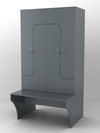 Комплект шкафов для раздевалок со скамейкой "ТРЕНЕР" №1, Темно-Серый