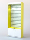 Витрина для очков №3 с дверками (задняя стенка - Э/П) , Цитрусовый желтый + Белый