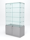 Витрина стеклянная "ИСТРА" островная №324 (с дверками, фасад - стекло), Серый