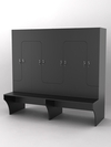 Комплект шкафов для раздевалок со скамейкой "ТРЕНЕР" №2, Черный