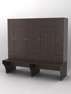 Комплект шкафов для раздевалок со скамейкой "ТРЕНЕР" №2, Дуб Венге