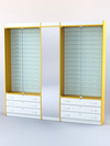 Комплект витрин и шкафов-накопителей с зеркалом №2, Белый + Солнечный цвет