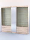 Комплект витрин и шкафов-накопителей с зеркалом №2, Акация Лэйклэнд светлая Н1277 ST9