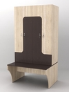 Комплект шкафов для раздевалок со скамейкой "ТРЕНЕР" №1, Дуб Сонома + Дуб Венге