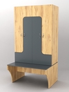 Комплект шкафов для раздевалок со скамейкой "ТРЕНЕР" №1, Дуб Золотистый и Темно-Серый