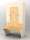 Комплект шкафов для раздевалок со скамейкой "ТРЕНЕР" №1, Крем Вайс и Дуб Золотистый