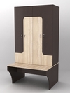 Комплект шкафов для раздевалок со скамейкой "ТРЕНЕР" №1, Дуб Венге и Дуб Сонома