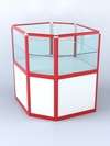 Прилавок из профиля угловой шестигранный №3 (без дверок), Белый + Красный