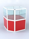 Прилавок из профиля угловой шестигранный №3 (без дверок), Красный + Белый