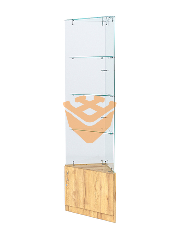 Витрина стеклянная "ИСТРА" угловая №105-У трехгранная (без дверок, бока - стекло)