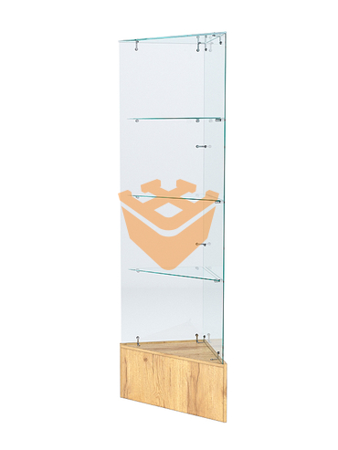 Витрина стеклянная "ИСТРА" угловая №109-У трехгранная (без дверок, бока - стекло)