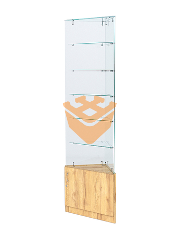 Витрина стеклянная "ИСТРА" угловая №605-У трехгранная (без дверок, бока - стекло)