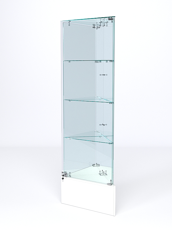 Витрина стеклянная "ИСТРА" угловая №12-У трехгранная (с дверками, бока - зеркало) Белый