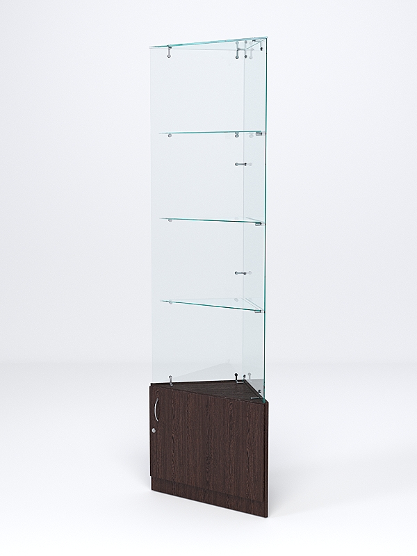 Витрина стеклянная "ИСТРА" угловая №105-У трехгранная (без дверок, бока - стекло) Дуб Венге