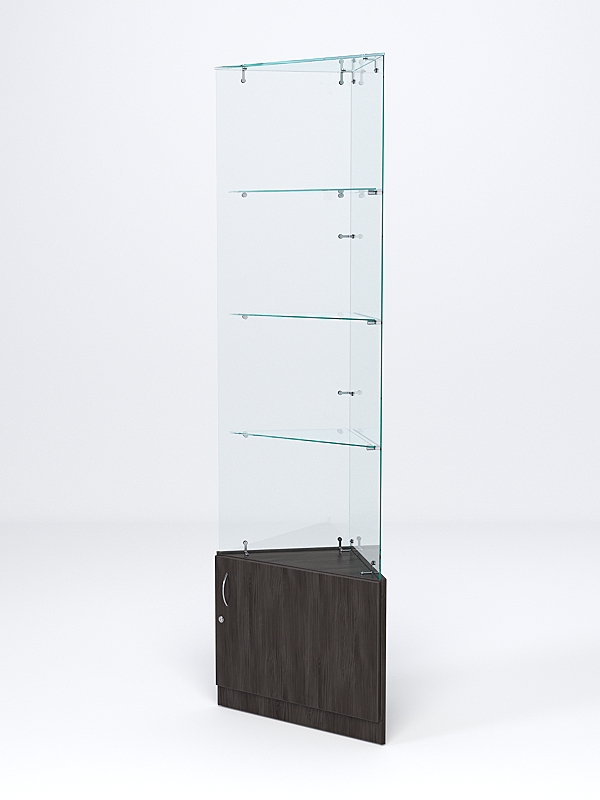 Витрина стеклянная "ИСТРА" угловая №105-У трехгранная (без дверок, бока - стекло) Грейвуд