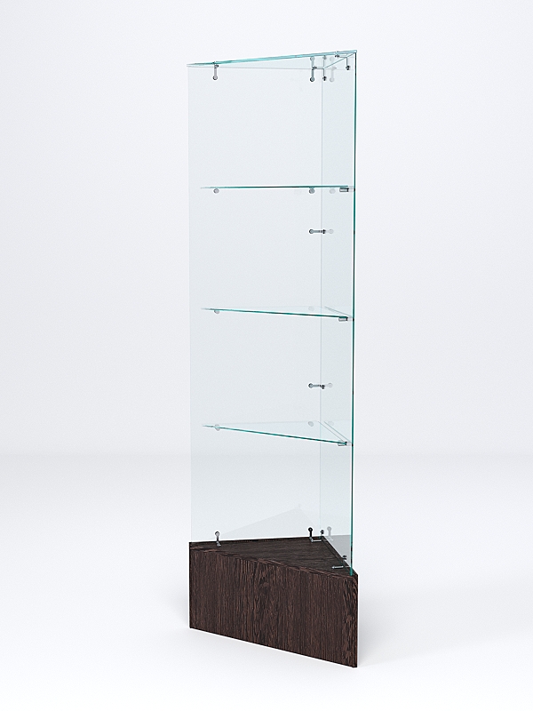 Витрина стеклянная "ИСТРА" угловая №109-У трехгранная (без дверок, бока - стекло) Дуб Венге