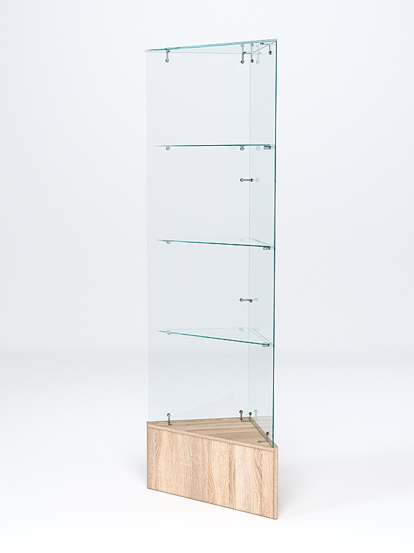 Витрина стеклянная "ИСТРА" угловая №109-У трехгранная (без дверок, бока - стекло) Дуб Сонома