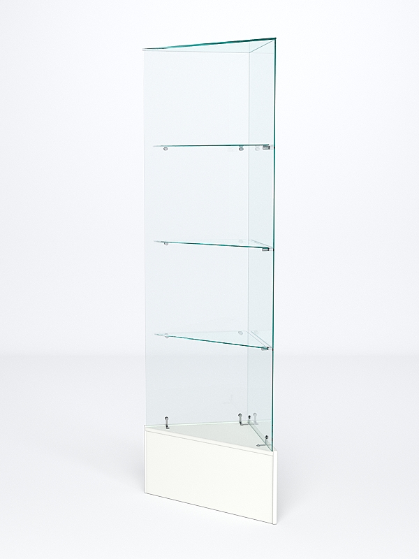 Витрина стеклянная "ИСТРА" угловая №2ХП-У трехгранная (без дверок, бока - стекло) Белый