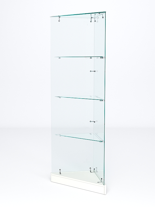 Витрина стеклянная "ИСТРА" угловая №2ХП-У трехгранная (без дверок, бока - стекло) Белый