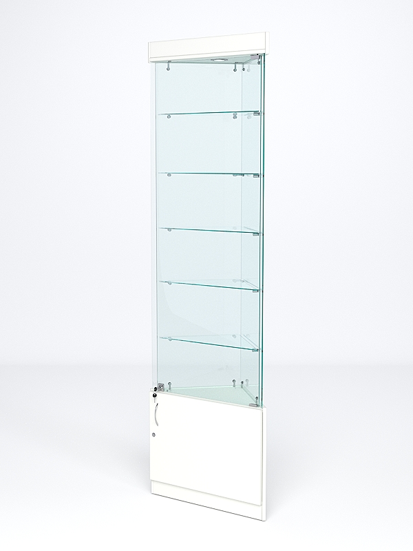 Витрина стеклянная "ИСТРА" угловая №501-У трехгранная (с дверками, бока - стекло) Белый