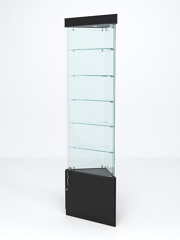 Витрина стеклянная "ИСТРА" угловая №501-У трехгранная (с дверками, бока - стекло) Черный