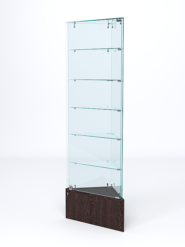 Витрина стеклянная "ИСТРА" угловая №510-У трехгранная (с дверками, бока - стекло) Дуб Венге