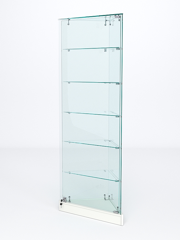 Витрина стеклянная "ИСТРА" угловая №501ХП-У трехгранная (с дверками, бока - стекло) Белый