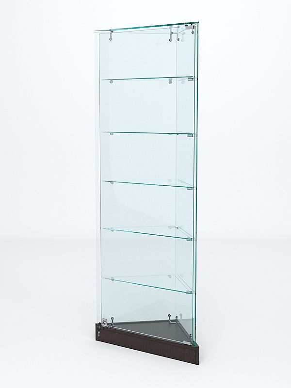 Витрина стеклянная "ИСТРА" угловая №501ХП-У трехгранная (с дверками, бока - стекло) Дуб Венге