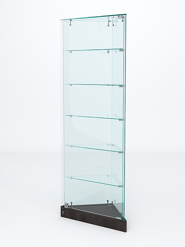 Витрина стеклянная "ИСТРА" угловая №501ХП-У трехгранная (с дверками, бока - стекло) Грейвуд