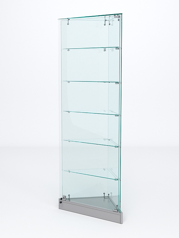 Витрина стеклянная "ИСТРА" угловая №501ХП-У трехгранная (с дверками, бока - стекло) Серый