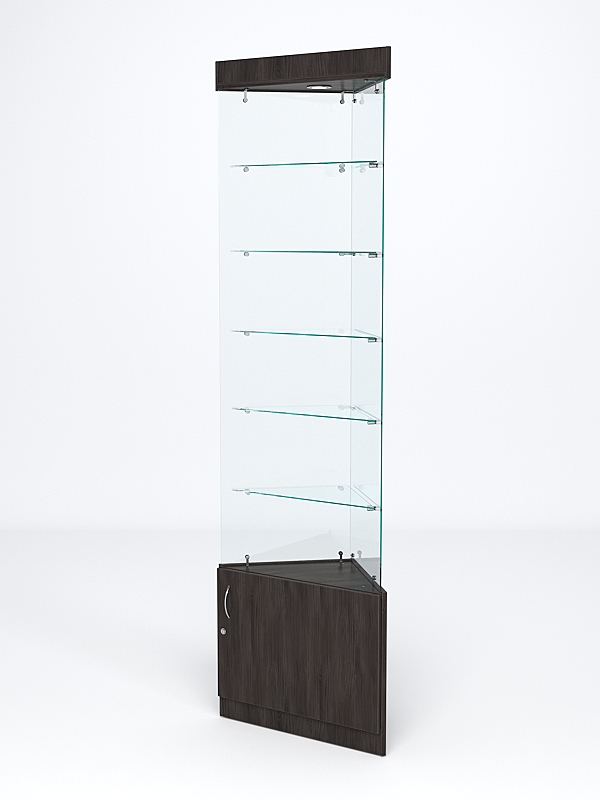 Витрина стеклянная "ИСТРА" угловая №601-У трехгранная (без дверок, бока - стекло) Грейвуд
