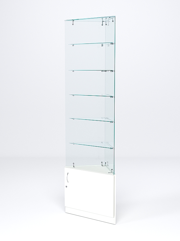 Витрина стеклянная "ИСТРА" угловая №605-У трехгранная (без дверок, бока - стекло) Белый