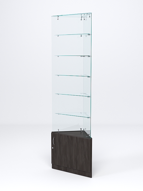 Витрина стеклянная "ИСТРА" угловая №605-У трехгранная (без дверок, бока - стекло) Грейвуд