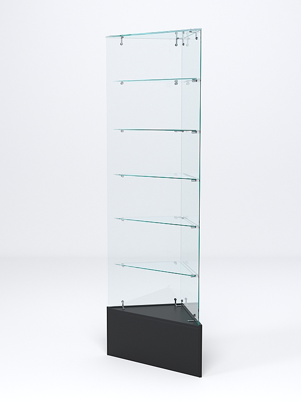 Витрина стеклянная "ИСТРА" угловая №609-У трехгранная (без дверок, бока - стекло) Черный