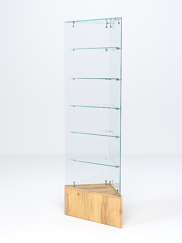 Витрина стеклянная "ИСТРА" угловая №609-У трехгранная (без дверок, бока - стекло) Дуб Золотистый