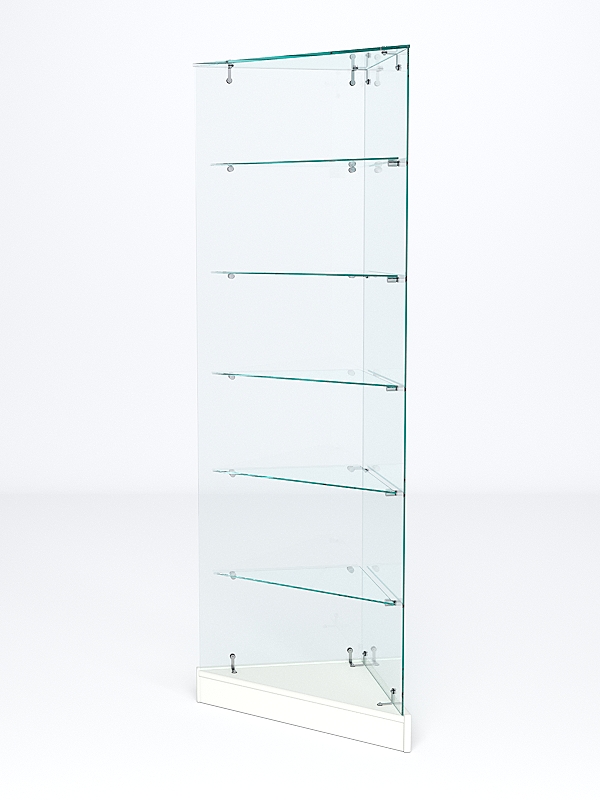 Витрина стеклянная "ИСТРА" угловая №502ХП-У трехгранная (без дверок, бока - стекло) Белый