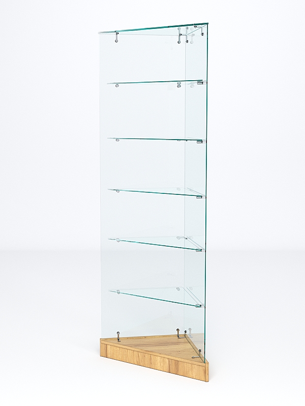 Витрина стеклянная "ИСТРА" угловая №502ХП-У трехгранная (без дверок, бока - стекло) Дуб Золотистый