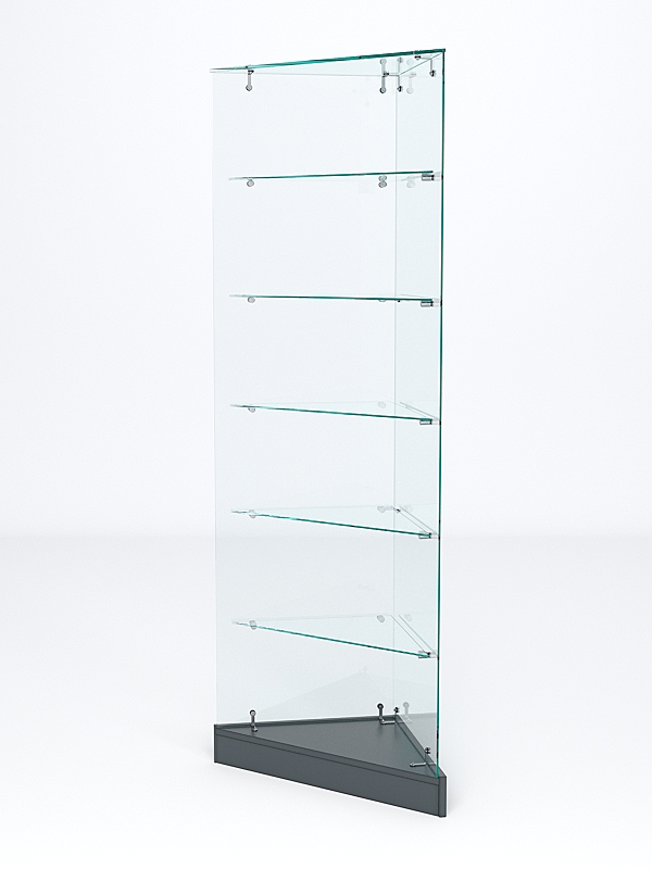 Витрина стеклянная "ИСТРА" угловая №502ХП-У трехгранная (без дверок, бока - стекло) Темно-Серый