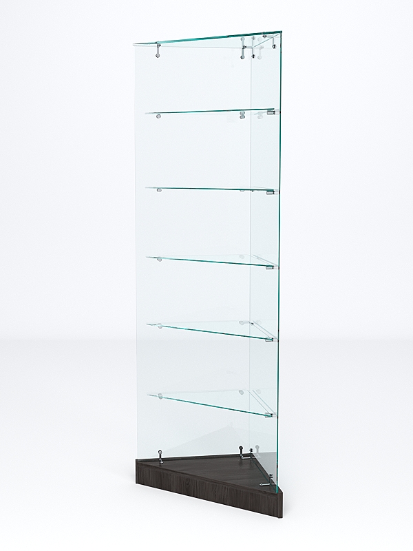 Витрина стеклянная "ИСТРА" угловая №502ХП-У трехгранная (без дверок, бока - стекло) Грейвуд