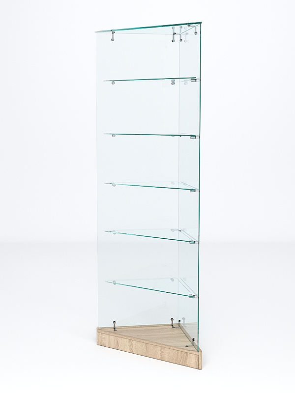 Витрина стеклянная "ИСТРА" угловая №502ХП-У трехгранная (без дверок, бока - стекло) Дуб Сонома
